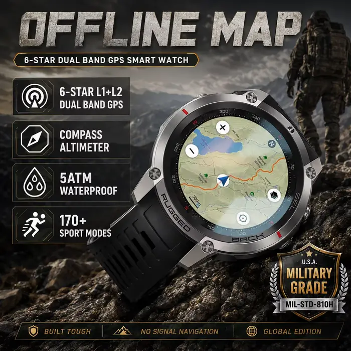 Montre connectée militaire robuste 2026 avec GPS et cartes hors ligne