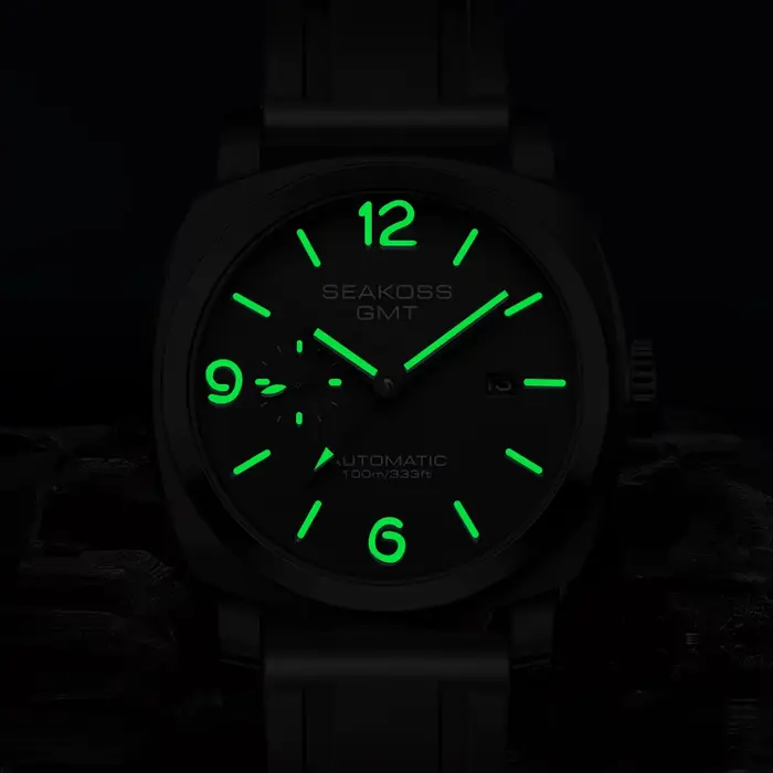 SEAKOSS 100m plongée hommes GMT montres mécaniques automatiques 1963 horloge 2557 mouvement mouette montres-bracelets saphir Super lumineux