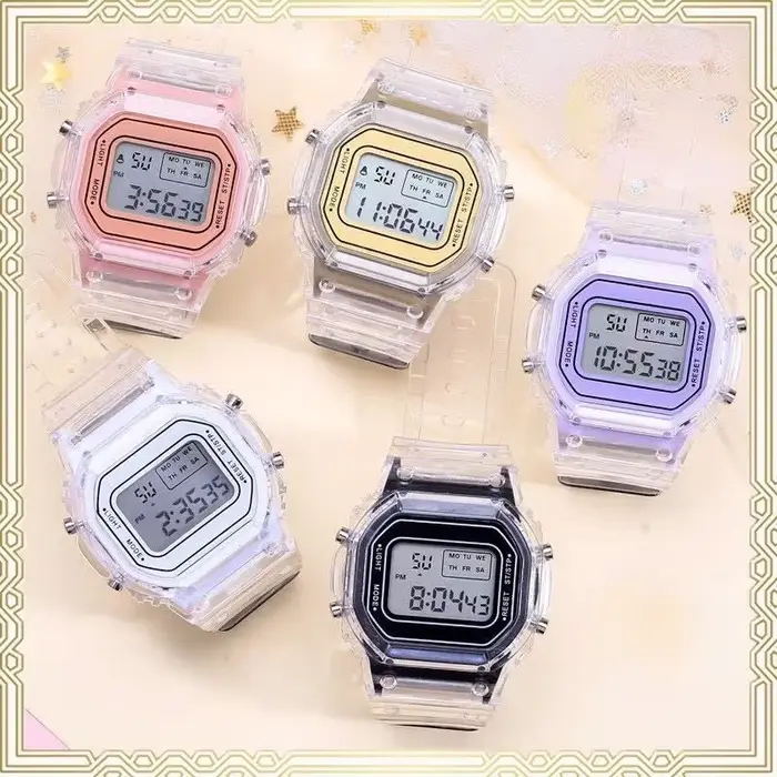 Montres électroniques pour femmes hommes bracelet en Silicone or Rose robe transparente montre-bracelet numérique LED horloge de Sport Relogio Feminino