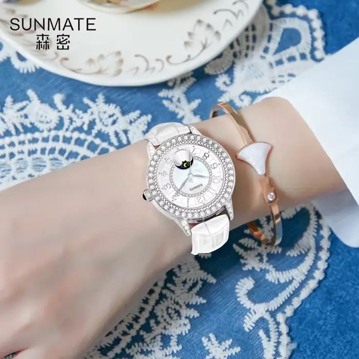 SUNMATE Montre à quartz mince pour femme – Affichage analogique simple