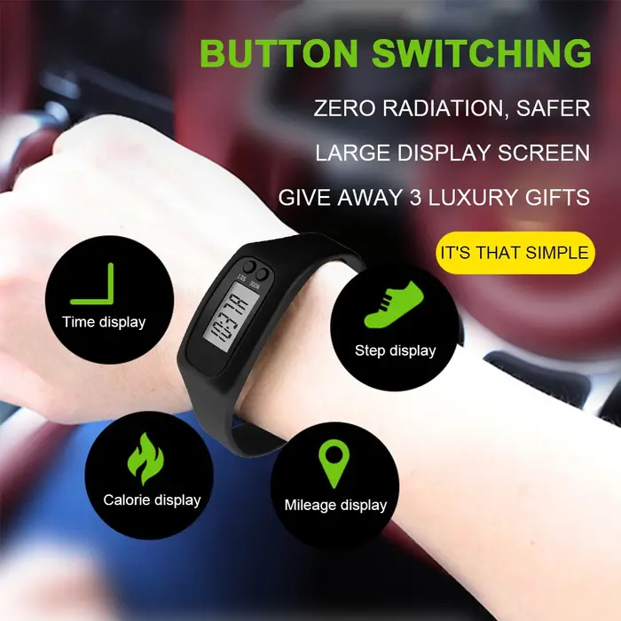 LED podomètre Bracelet poignet compteur de calories 12/24H affichage de l'heure compteur de pas montre multi-fonction Fitness montre pour hommes femmes