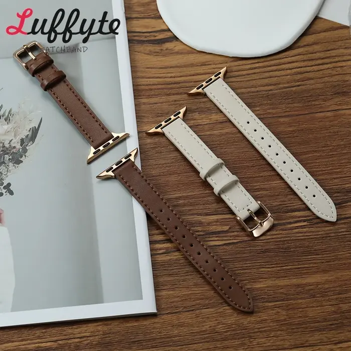 Bracelet de montre en cuir souple pour Apple Watch 1-10 SE Ultra 49/46/45/44/42/41/40/38mm, joli bracelet de montre pour femme avec boucle en or Rose