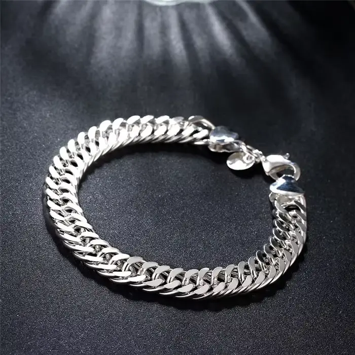 Bracelet à breloques en argent regardé 925 pour hommes et femmes