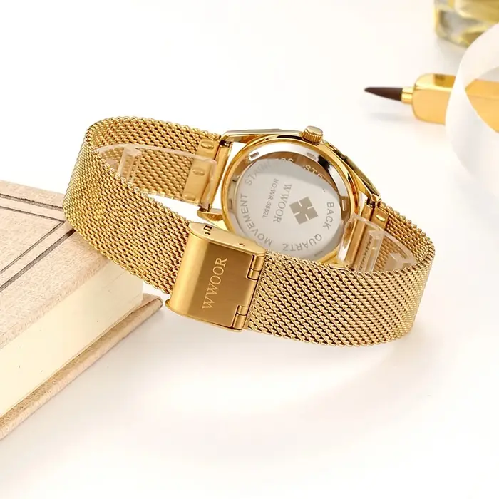 Wwoor-Montre-bracelet en or pour femme