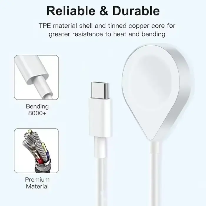 Câble USB C 3 en 2 pour chargeur Apple Watch