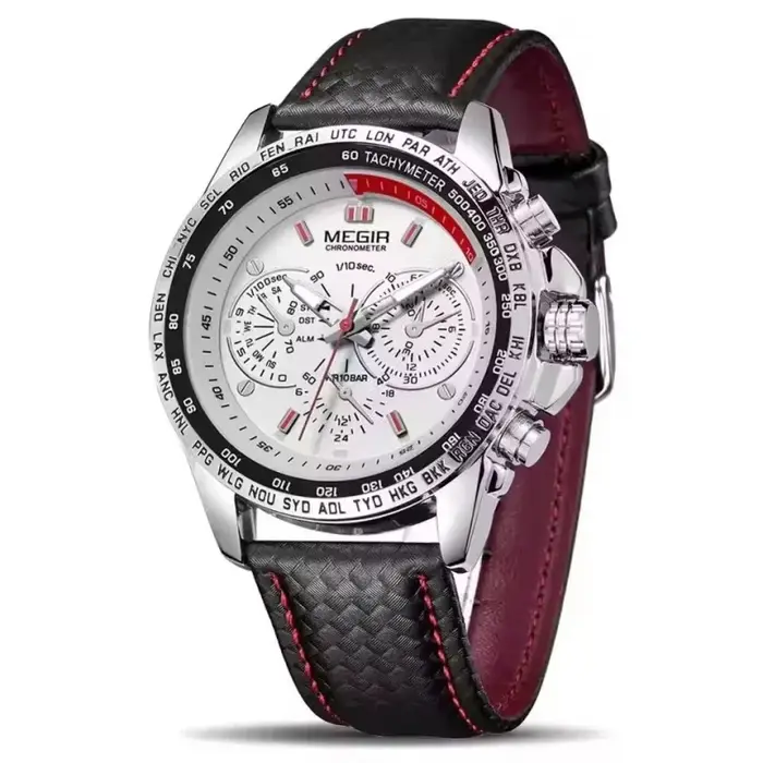 MEGIR 1010 montre à Quartz pour hommes populaire Original de luxe marque de mode bracelet en cuir horloge de sport