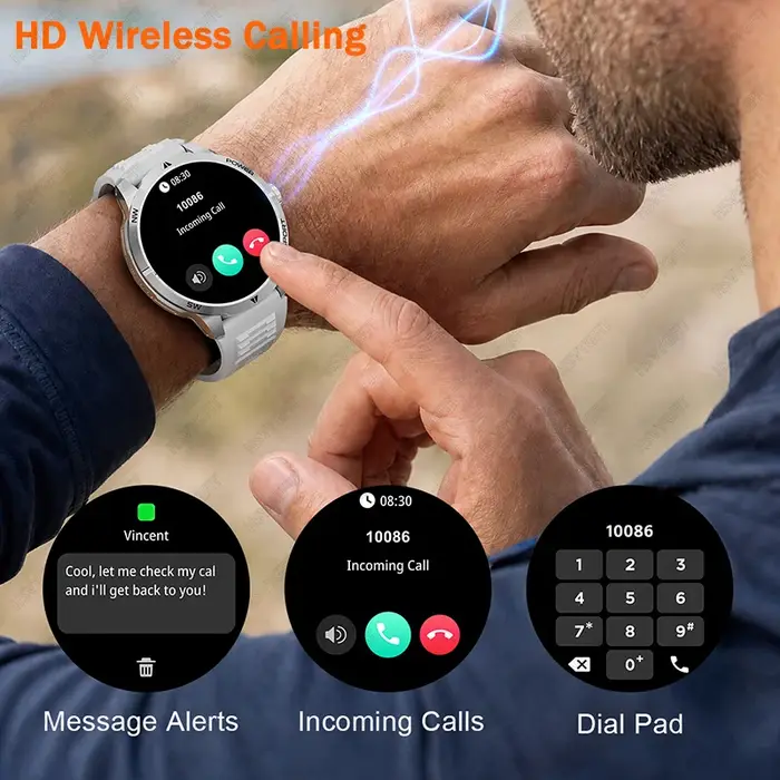 Nouvelle montre intelligente 3-en-1 pour sports de plein air, écran haute définition de 1,7 pouce, écouteurs sans fil avec une autonomie de batterie allant jusqu'à 5 heures.