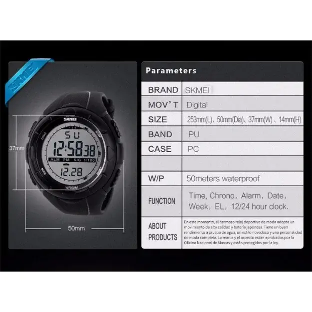 SKMEI 1025 hommes montres militaires réveil résistant aux chocs étanche montre numérique reloj hombre mode Simple montre de Sport