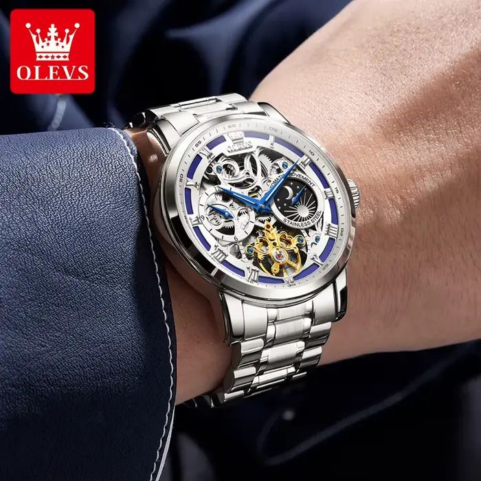 OLEVS 6670 montre pour hommes marque de luxe squelette