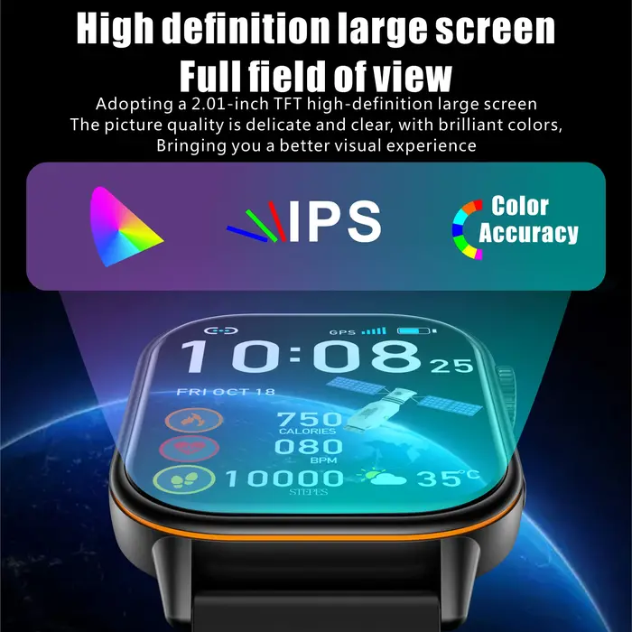 Nouveau Ciberer QX17 GPS montre intelligente Ultra-grand 2.01 ''affichage GPS et Multi GNSS santé et suivi du Fitness appel vocal Smartwatch