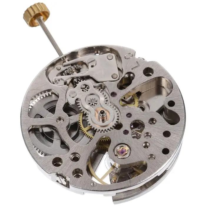 Mouvement de montre blanc, conception à 3 broches, 3 aiguilles, mouvement mécanique automatique, calendrier simple, mécanisme automatique