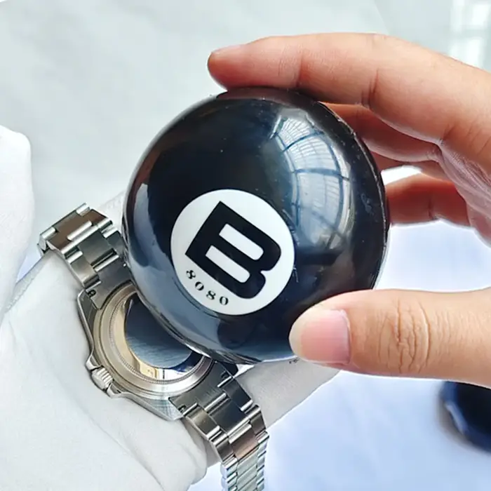 Boîtier de montre boule ouverte Durable 6.5cm noir 8088 caoutchouc sûr fiable Portable horloger