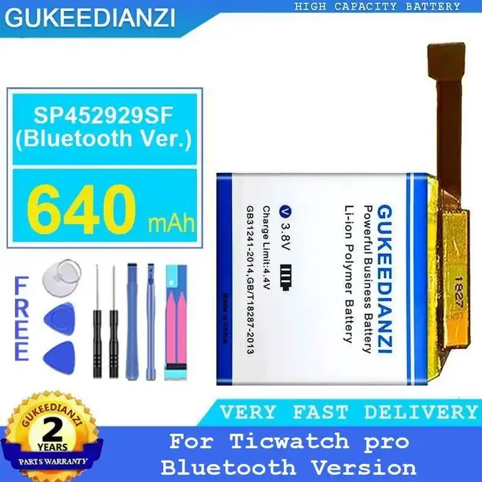 Batterie de montre 640mAh, respectueuse de l'environnement, haute compatibilité, pour Ticwatch Pro, 