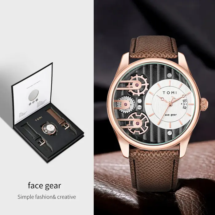 Montre à quartz avec poignées amovibles pour homme