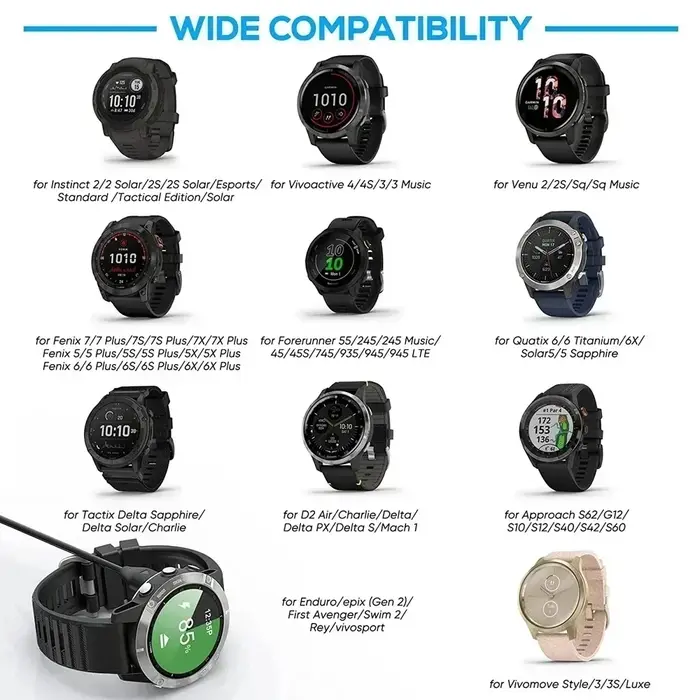 Chargeur de montre 1M pour Garmin Fenix 7X 7 7S 6 6S 6X Pro 5 5S 5X Plus Epix Gen 2 955 945 935 255