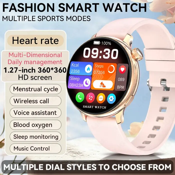 Montre connectée LIGE 2026 pour femme, écran HD 1,27 pouces, ultra-fine, sport, fréquence cardiaque,