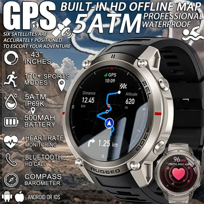 Nouvelle montre connectée militaire 2026 avec GPS six étoiles