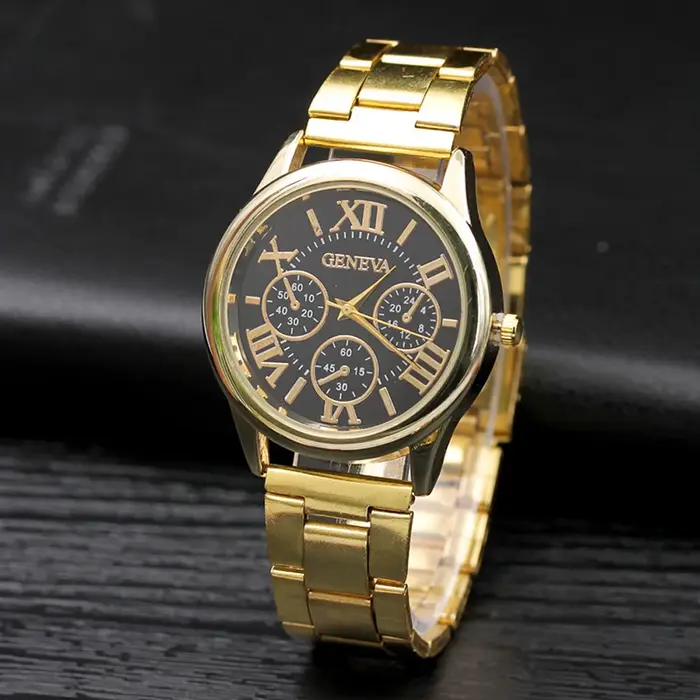 2025 Vintage nouvelle marque 3 yeux or genève montre à quartz décontractée femmes en acier inoxydable robe montre-bracelet dames horloge