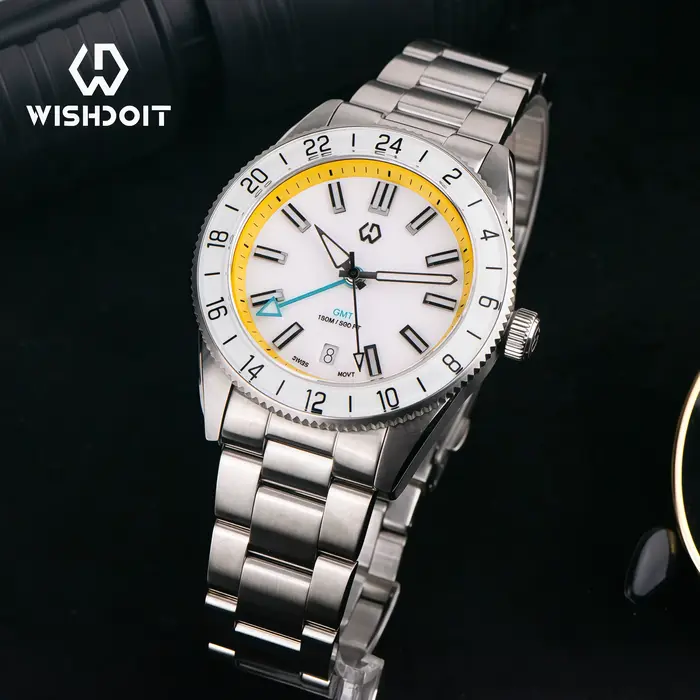 Nouvelle montre automatique pour homme mouvement suisse à Quartz BGW9 lunette lumineuse 4 broches GMT 150 mètres