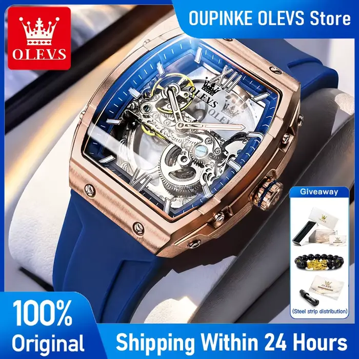 OLEVS 6779 montre pour hommes de luxe squelette Original automatique