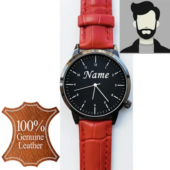 Montre-bracelet personnalisée avec gravure gratuite de votre nom, logo ou texte, pour homme et femme, résistante à l'eau 3 ATM, montre-bracelet sur mesure