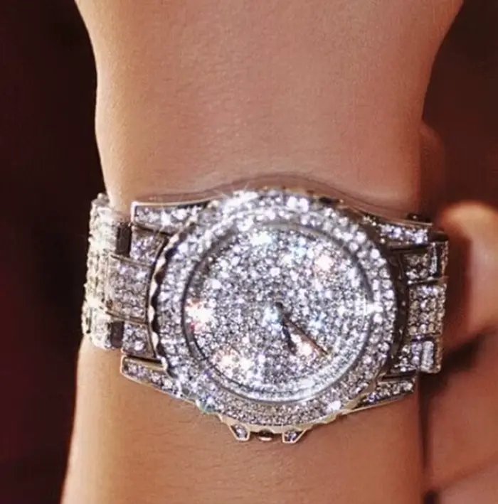 Feminino Relogio femmes montres cristal plein acier dames montre-bracelet Quartz femme reloj hombre montre