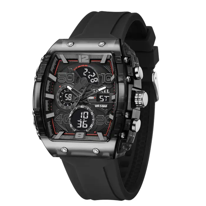 SMAEL 8109 nouvelle montre pour hommes sport multifonctionnel 50M étanche double affichage LED veilleuse loisirs étudian
