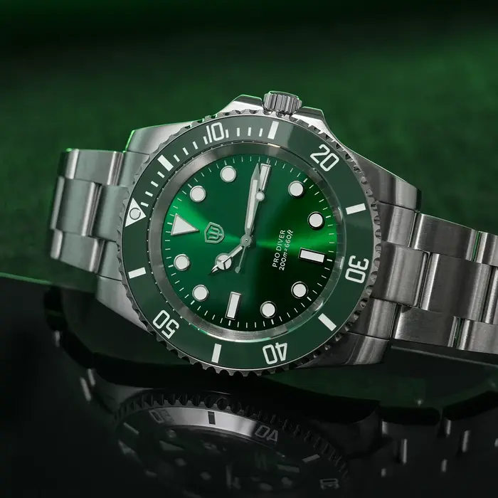Watchdives WD1680Q V2 cadran vert montres à Quartz VH31 balayage deuxième mouvement saphir 200M étanche montre-bracelet en acier inoxydable