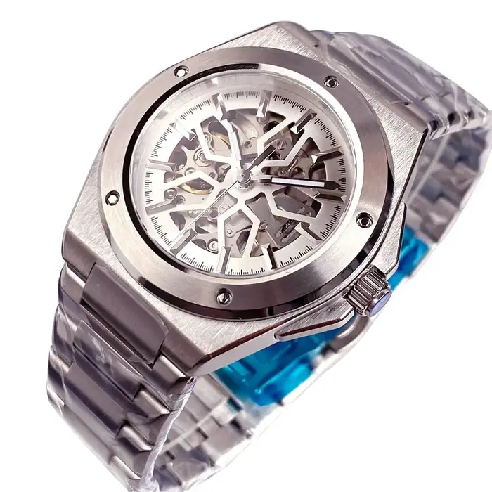 Tandorio noir blanc cadran squelette ingénieur Style montre mécanique pour hommes verre saphir 100m étanche NH70 montres automatiques