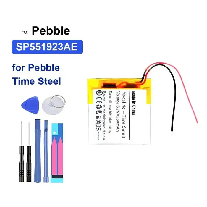 Batterie de remplacement fiable pour montre connectée SP551923AE, sûre pour Pebble Time Steel, 250mA