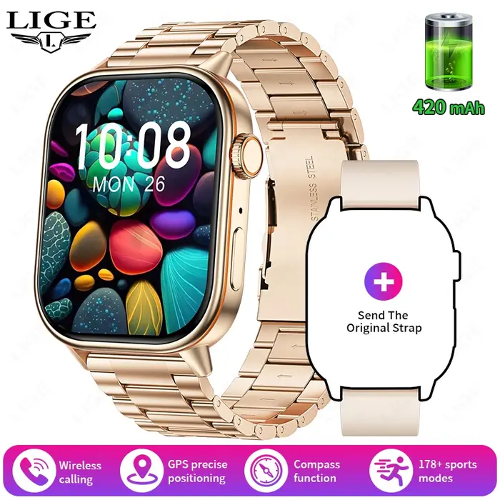 Montre connectée GPS LIGE avec écran HD 2