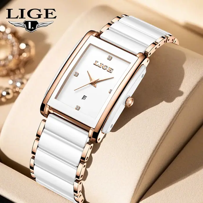 LIGE 2026 NOUVELLE Montre Femme de Luxe Tendance Bracelet Céramique Étanche Montre-Bracelet à Quartz pour Femme Relogio Feminino