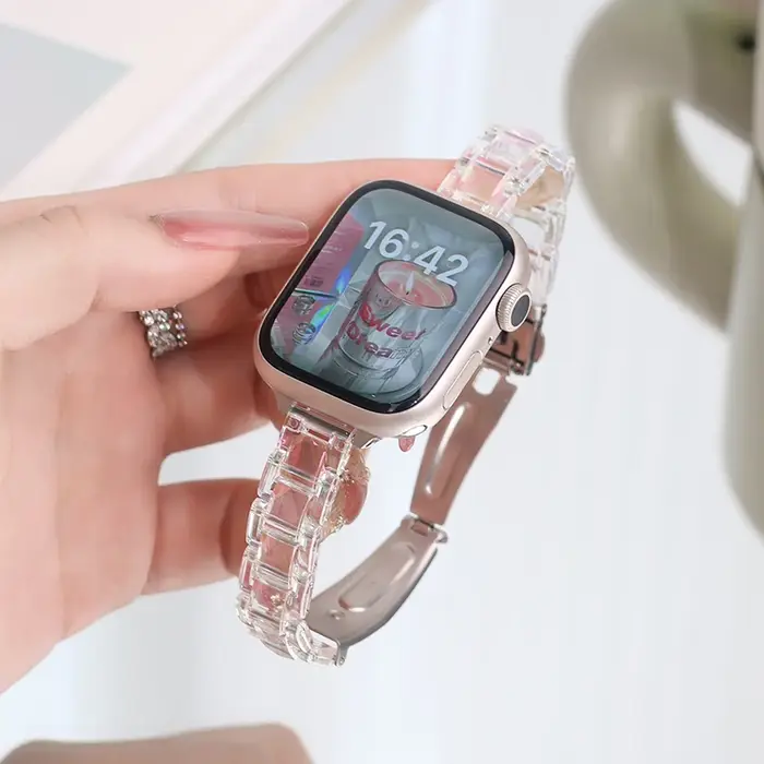 Bracelet transparent arc-en-ciel pour Apple Watch série 10 9 8 7 se 6 5 4 3