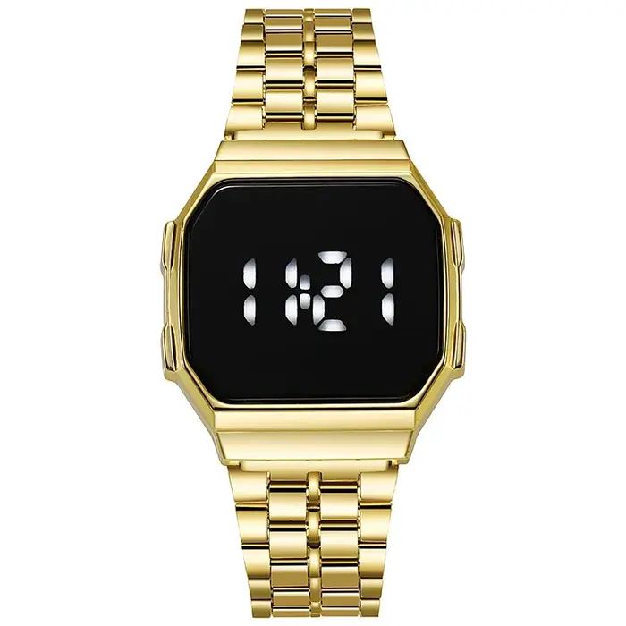 Nouvelle montre électronique à affichage numérique LED tactile pour femmes, or rose, argent, style r