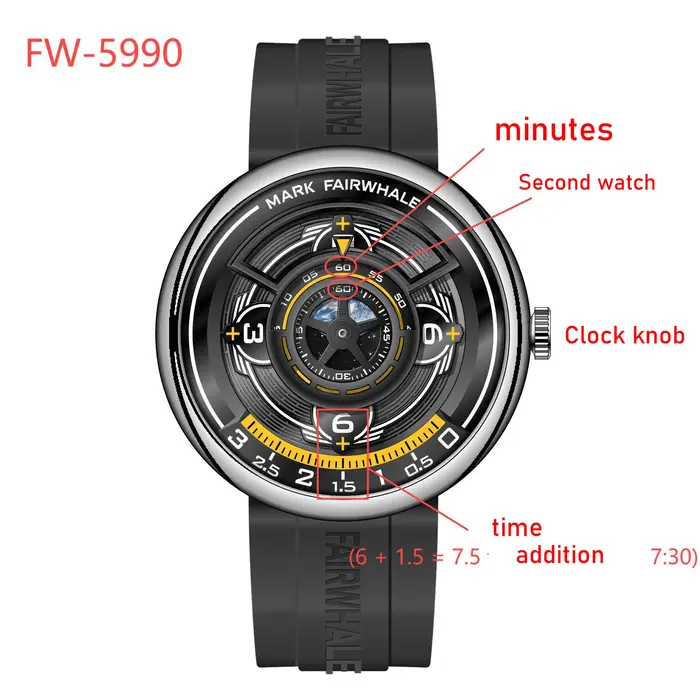 Mark Fairwhale 5990 à la mode décontracté terre 3D Relojes Hombre à la mode lumineux montre-bracelet sport montres à Quartz pour hommes cadeau
