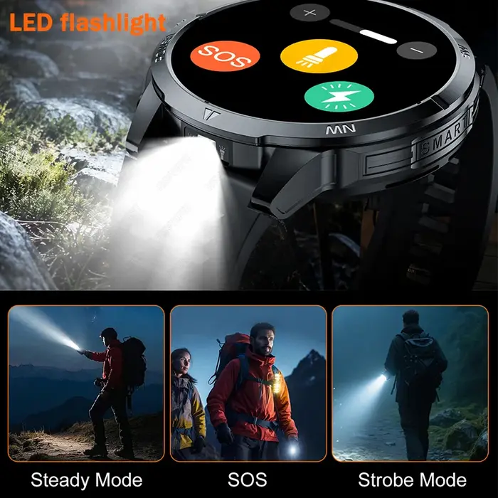 Nouvelle montre intelligente 3-en-1 pour sports de plein air, écran haute définition de 1,7 pouce, écouteurs sans fil avec une autonomie de batterie allant jusqu'à 5 heures.