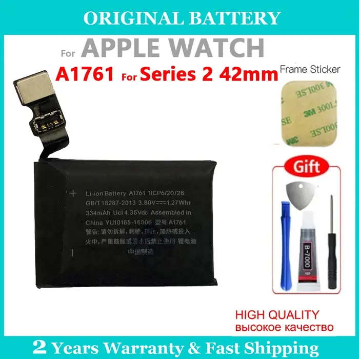 Batterie d'origine de remplacement pour Apple Watch série SE 1 2 3 4 5 6 7 8 iWatch S1 S2 S3 S4 S5 S6 S7 S8 GPS LTE 40/42/45MM Bateria