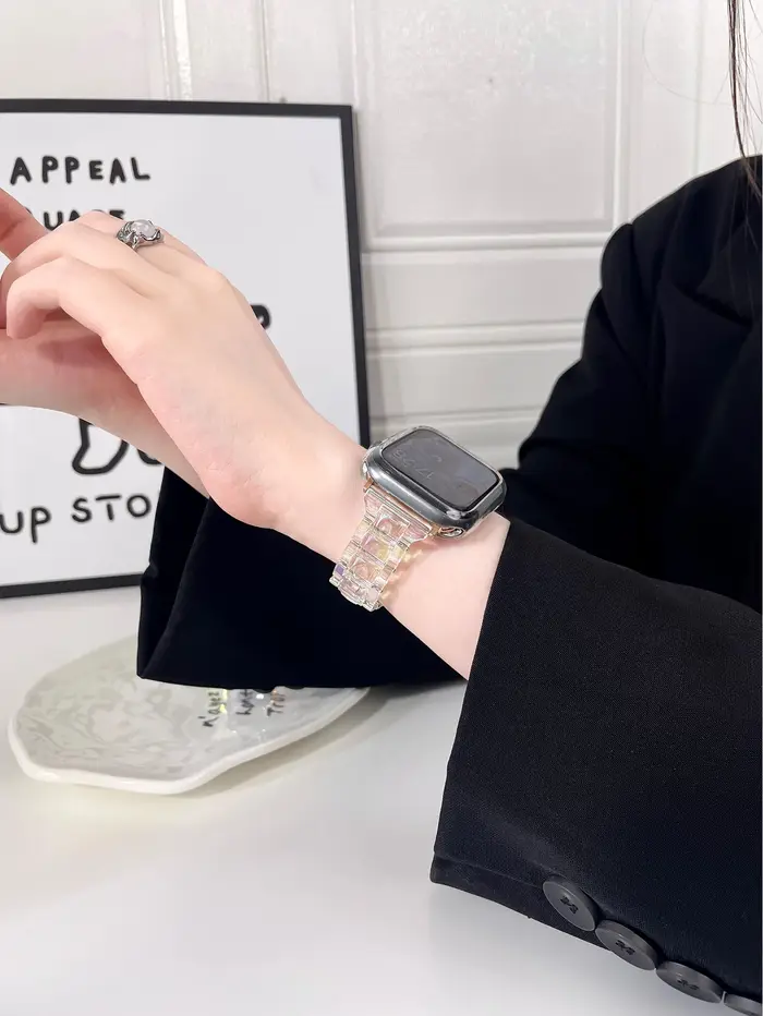 Bracelet Transparent Laser arc-en-ciel pour Apple Watch 8 41 45 49 44 38 40 42 46mm