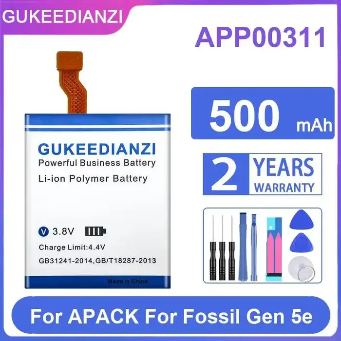 Batterie pour montre connectée 500mAh, pour Apack, pour Fossil Gen 5e, haute compatibilité, APP00311
