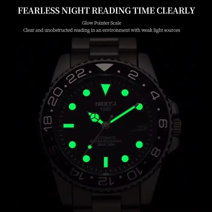 NIBOSI Top marque hommes montres de haute qualité de luxe GMT montre à Quartz Date automatique étanche