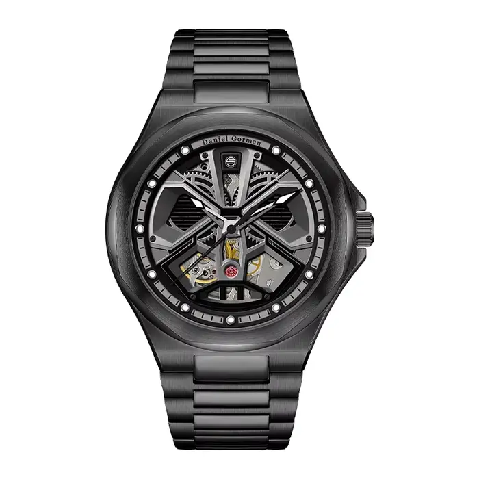 DG Montre automatique de luxe colorée entièrement ajourée