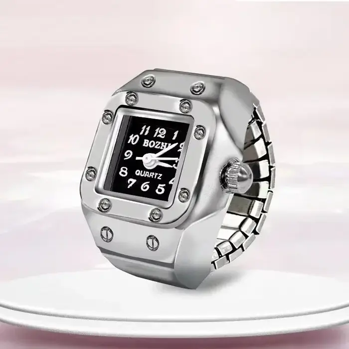 Vintage Punk montre à doigt Mini bracelet élastique alliage montres Couple anneaux bijoux horloge rétro romain Quartz