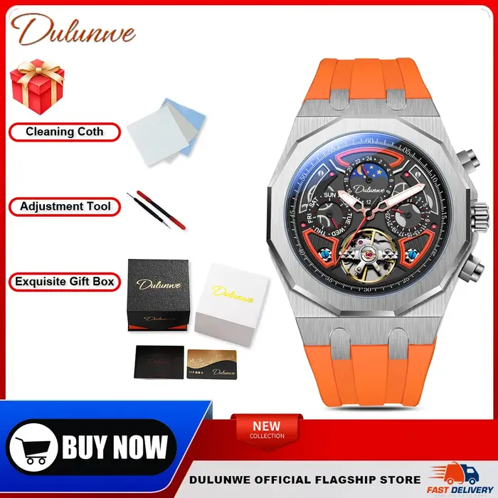 DULUNWE montres de Sport de marque supérieure avec Tourbillon bracelet en caoutchouc cadran multifonction