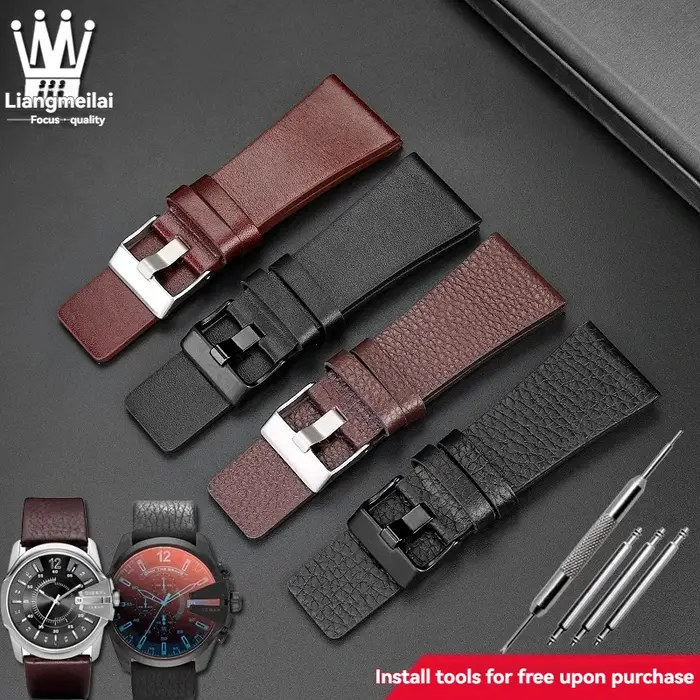 Bracelet de montre pour montres diesel DZ4386 1657 1399 1206 423 noir Band22mm 24mm 26mm 27mm 28mm 30mm 32mm véritable