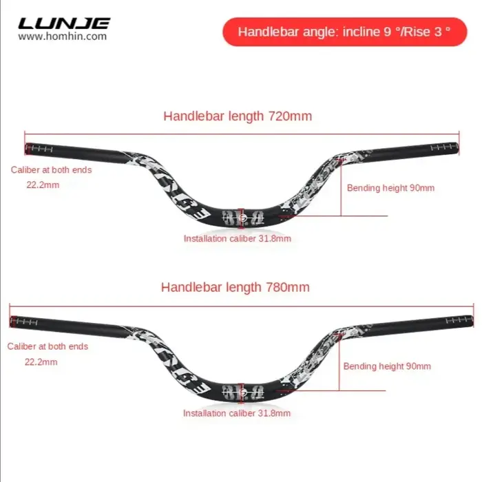 Guidon de vélo de montagne, grand Angle 70/90mm, poignée 720/780mm, accessoires vtt, pièces de vélo