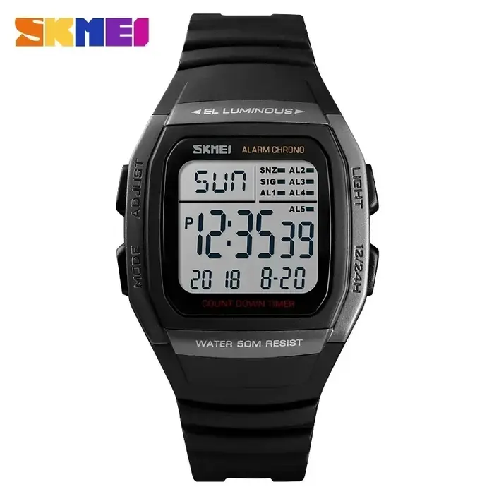 SKMEI 1278 Chrono compte à rebours hommes montre-bracelet décontracté en plein air mâle horloge lumineuse montre homme