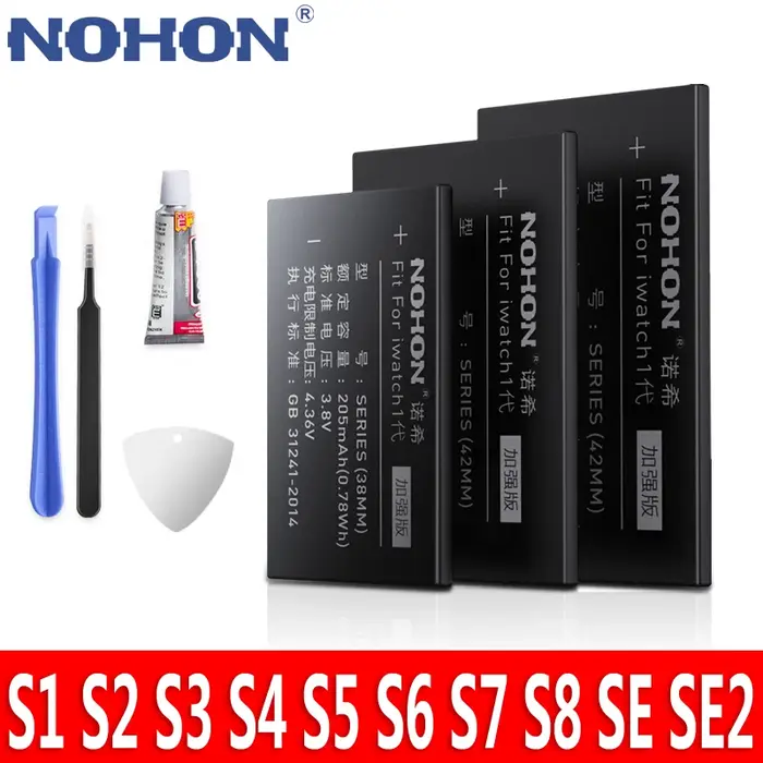 NOHON-Batterie pour Apple Watch, A1578, A1579, A1760, A1848, A1847, A2058, Série 8, 7, SE2, Permanen