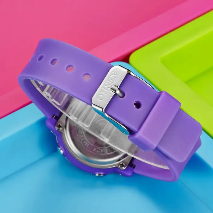 Montres numériques pour femmes, montre de sport imperméable à l'eau de couleur violette, montre électronique pour filles, montre pour femmes, 7 couleurs, réveils
