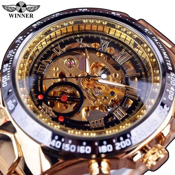 Gagnant mécanique Sport Design lunette Montre de mode hommes montres haut de gamme de luxe
