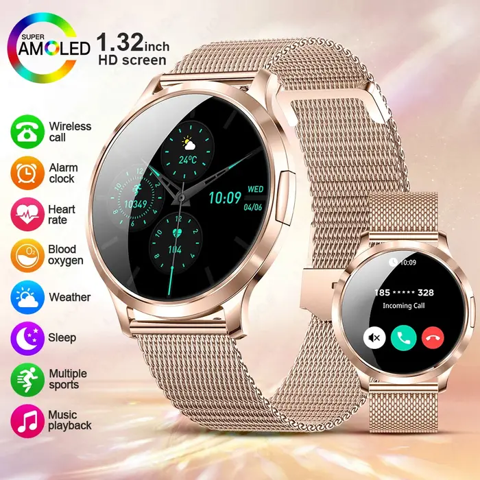 LIGE 2025 nouvelle montre intelligente pour femmes AMOLED HD écran montres IP68 étanche moniteur de fréquence cardiaque dames ultra-mince Smartwatch